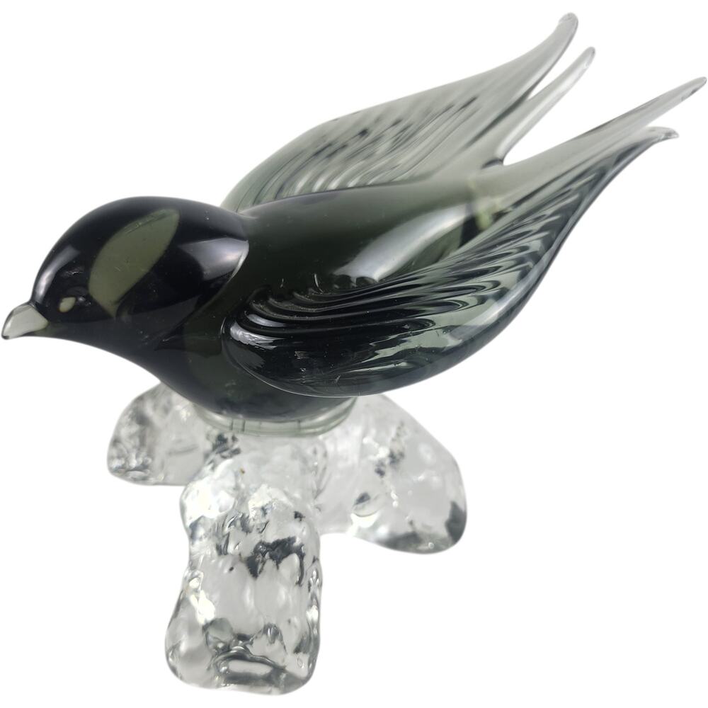 Murano Art Glass Bird on Branch Beautiful Detailed Figurine Sculpture